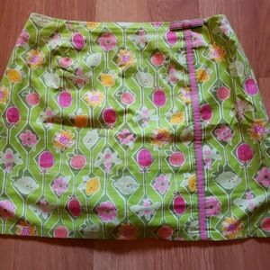 Lilly Pulitzer Skort Women's Medium Green Bee Lady Bug Fruit Floral Short